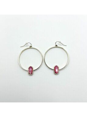 Kendra Scott Gold-Tone Hoop Earrings With Pink Stone Accent